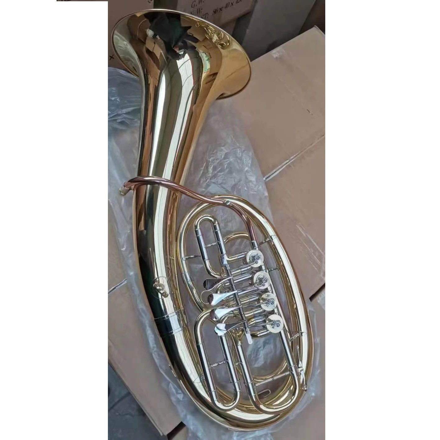 Bb Tuning Rotary 3 Keys Musical Instruments Rotary Gold Lacquer Finished Baritone Horn