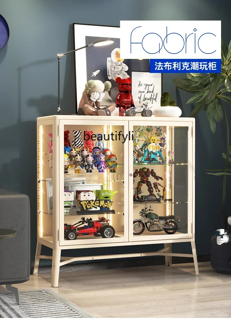 Double door glass display model cabinet building block ornament storage locker
