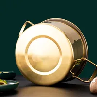 Marmites à ragoût de cuisine en acier inoxydable doré, casserole avec couvercle, batterie de cuisine antiadhésive Durable, ensemble pour cuisinière à Induction 5