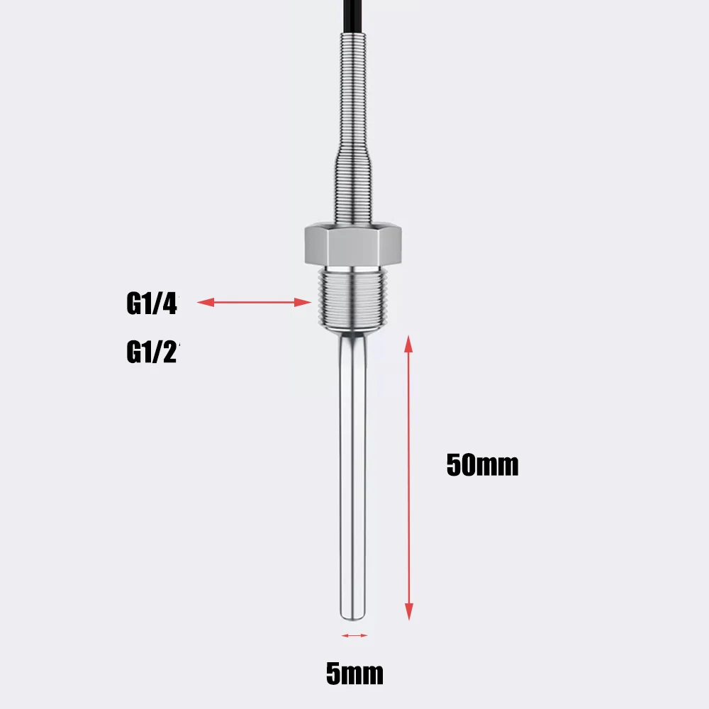 with 3m cable water tank pipe liquid temperature sensor -50~125'C G1/4 G1/2 4 wire type PT100 PT1000 waterproof thermistor