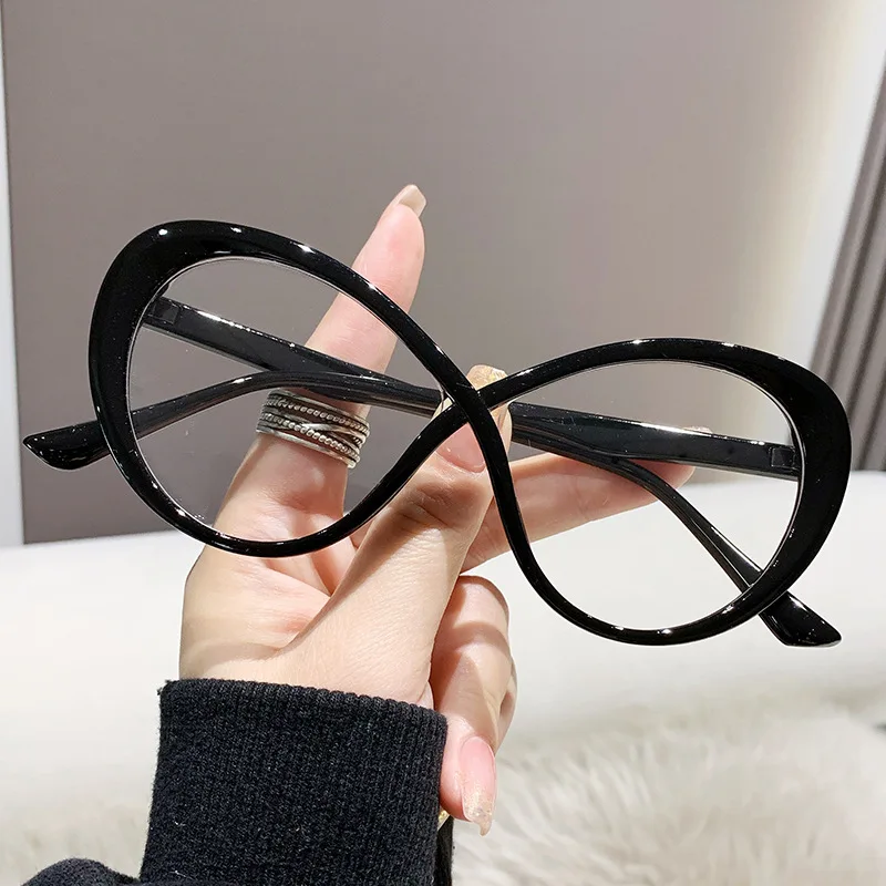 

Fashion anti-blue light glasses women cat eye eyeglasses frame Oval designer oversized optical glasses frames clear eyewear