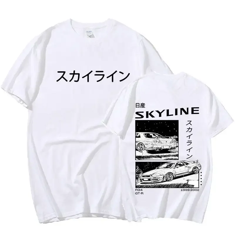 Fashion Cotton T-Shirt Drift Japan Anime AE86 Inifirst D Summer Casual T-Shirt R34 Skyline GTR JDM Oversized Print T Shirts Tees - view 2