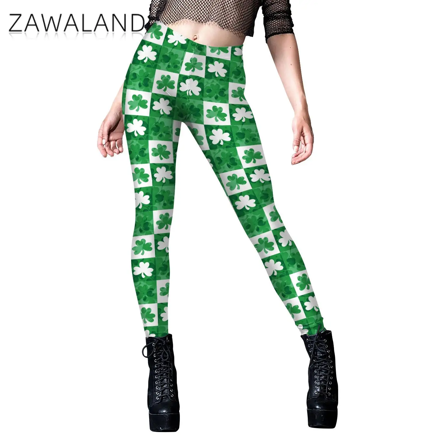 Zawaland New St. Patrick's Day Print Leggings for Women Sexy Holiday Party Pencil Pants Female Elastic Tights Fashion Trousers