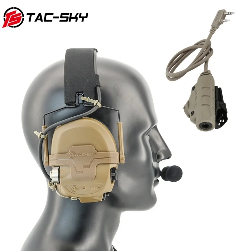 TAC-SKY Tactical Hearing Protection Headphones TAC700 Electronic Shooting Earmuffs Tactical U94 V2 Radio PTT Adapter for Baofeng