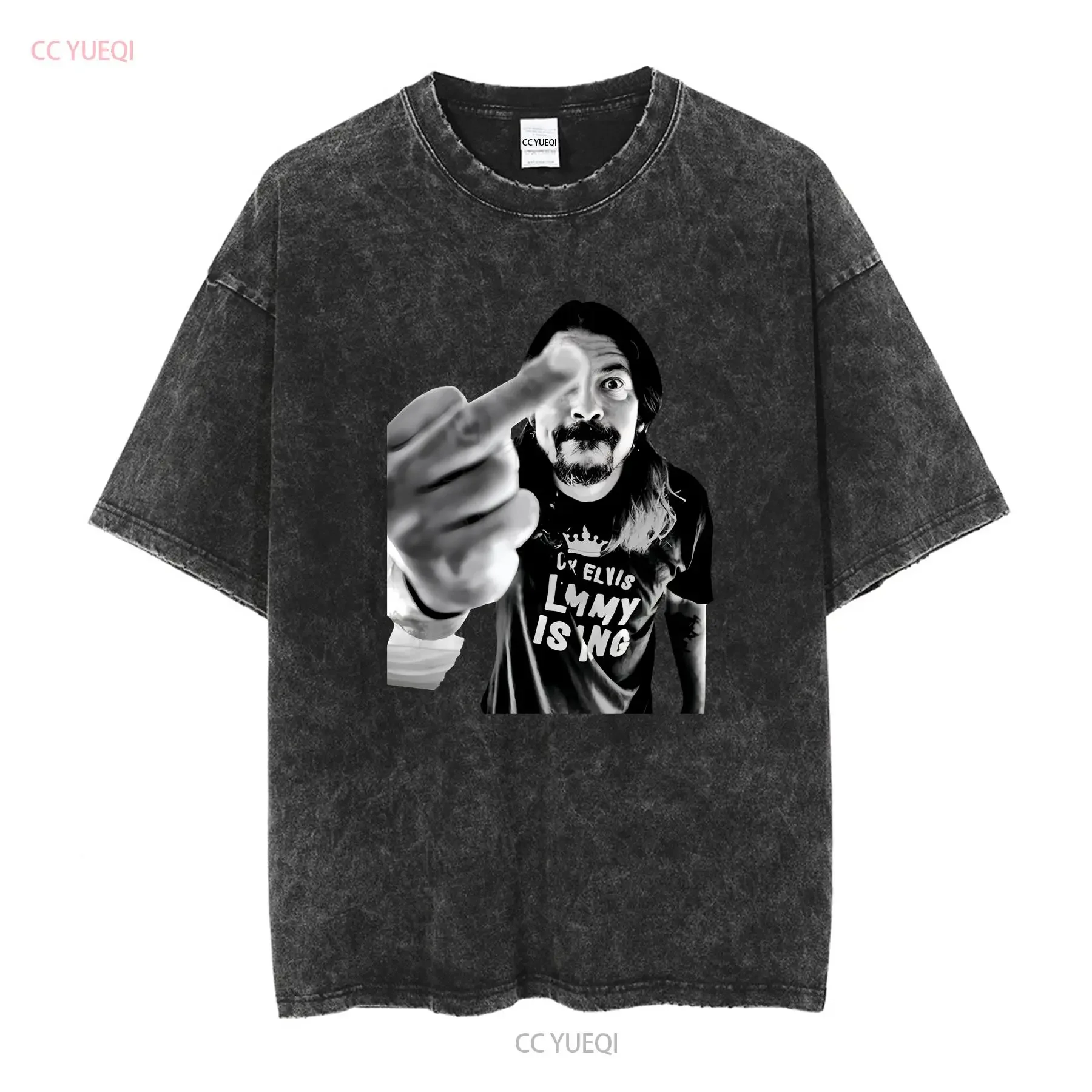 ديف جروهل الاصبع الوسطى تي شيرت أسود SP 494858   أكمام طويلة أو قصيرة عتيقة مغسولة وناعمة ملابس خروج ممتدة للجنسين