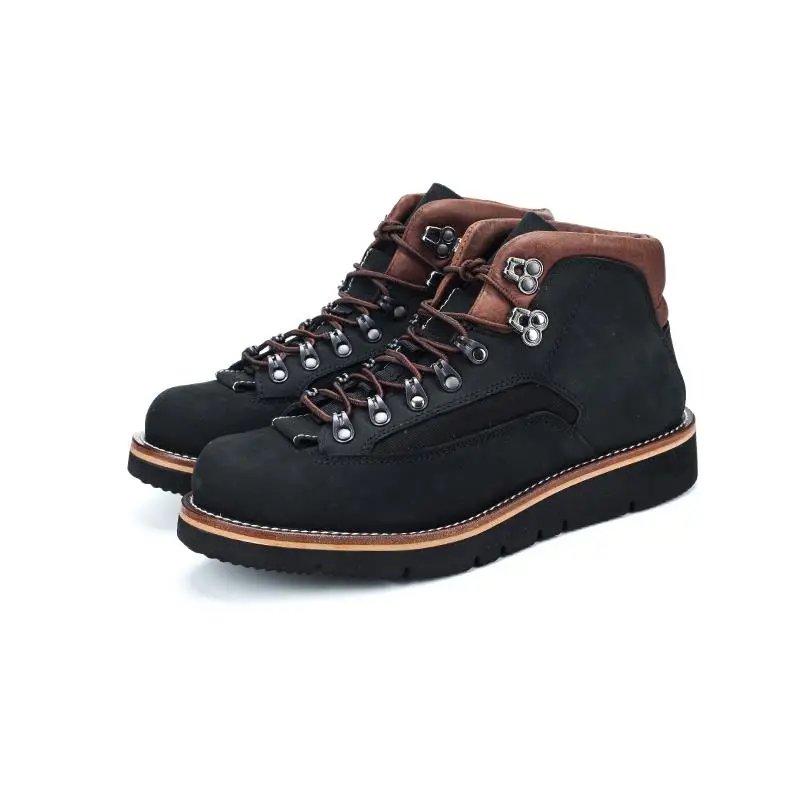 Amekaji Wear Vintage Work Shoes Raise the Bottom Middle Top Boots Big Head Leather Shoes Outdoor Camping Hiking Boots