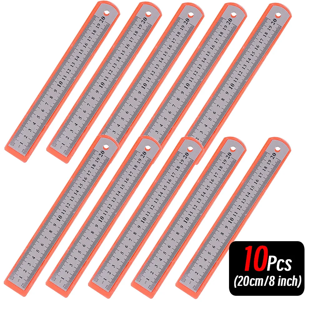 10P 15-30cm Roestvrij Stalen Metalen Rechte Liniaal Precisie Dubbelzijdig Precisie Meetinstrument Schaal Metrische Liniaal Accessoires