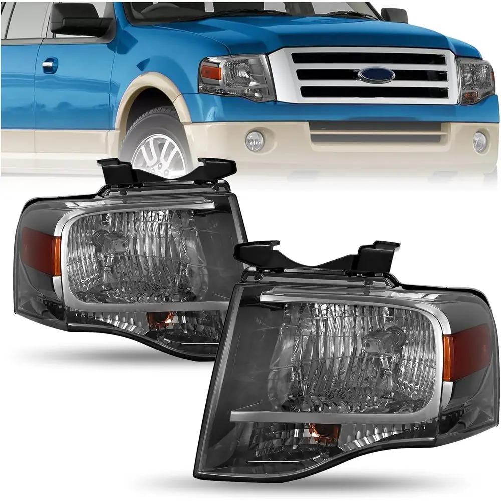 

Пара фар, совместимых с Ford Expedition 2007-2014, замена для FO2502226 FO2503226, галогенные передние фары, лампы головного света