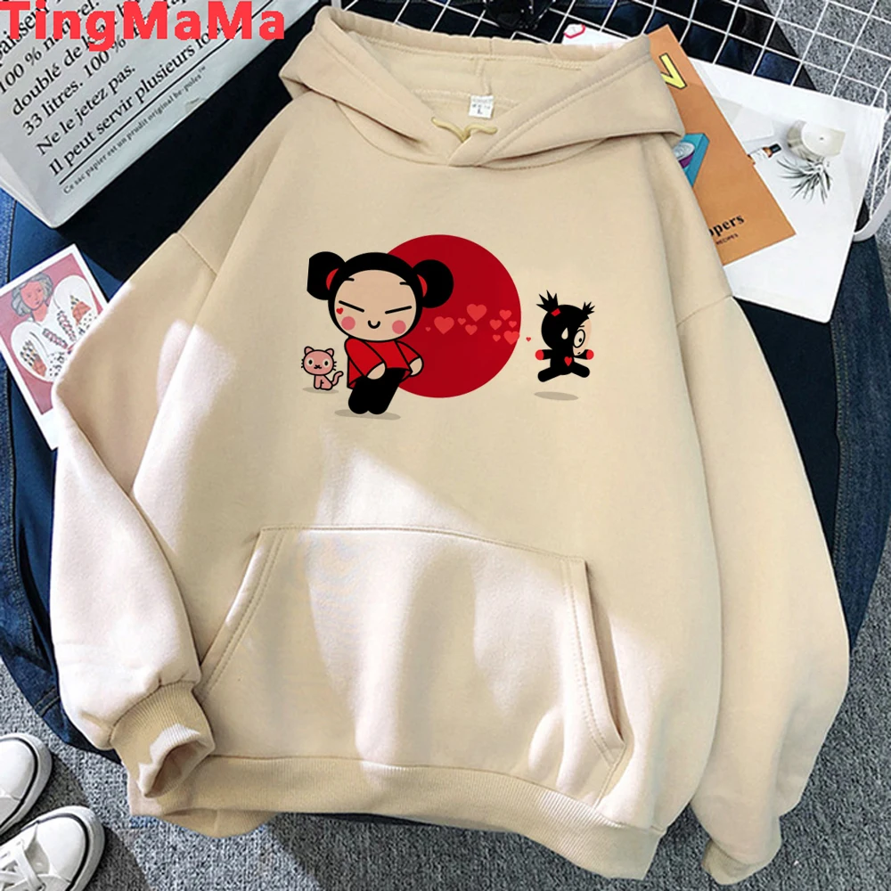 Kawaii Cartoon Pucca Hoodies Women Tops Vintage Clothing Fashion Y2k Style Punk Gothic Streetwear Unisex Tops Sweatshirts Female