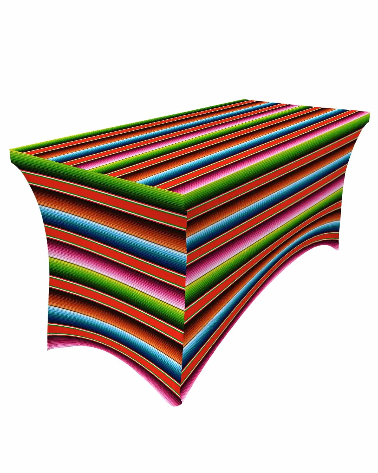 

Colorful Mexican Stripes Elastic Table Skirt Wedding Hotel Birthday Table Cover Buffet Table Tablecloth Decor