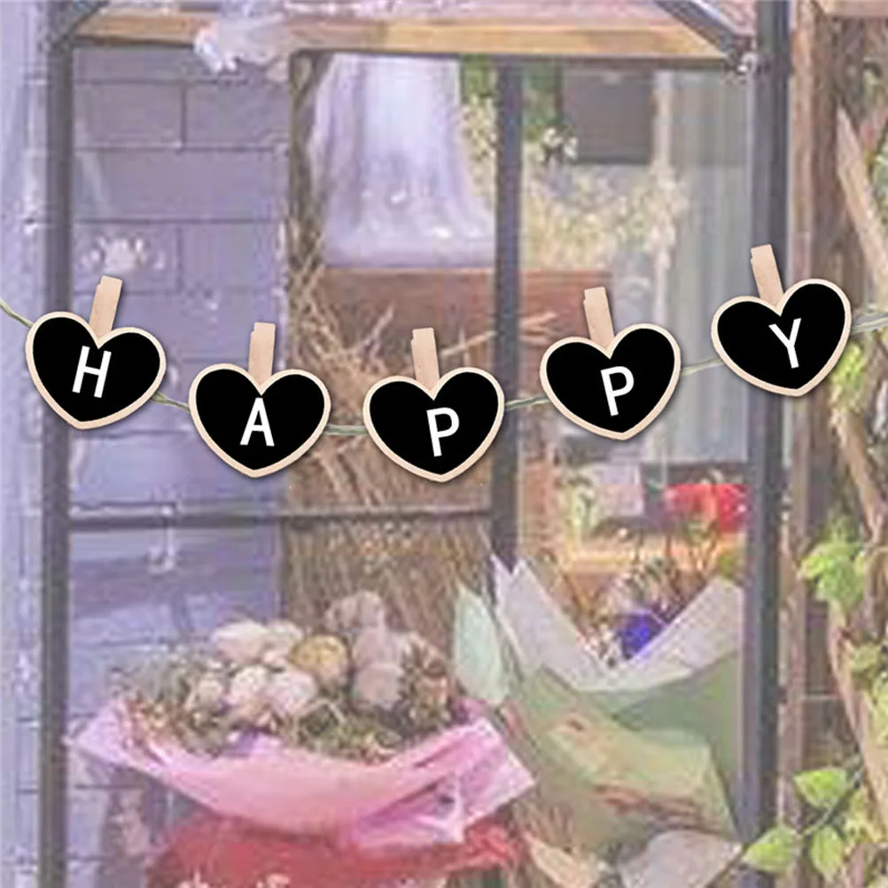 20Pcs Mini Blackboard Wooden Message Boards Clip Creative Wedding Party Chalkboard Sign Heart Square Shape Home Office Decor