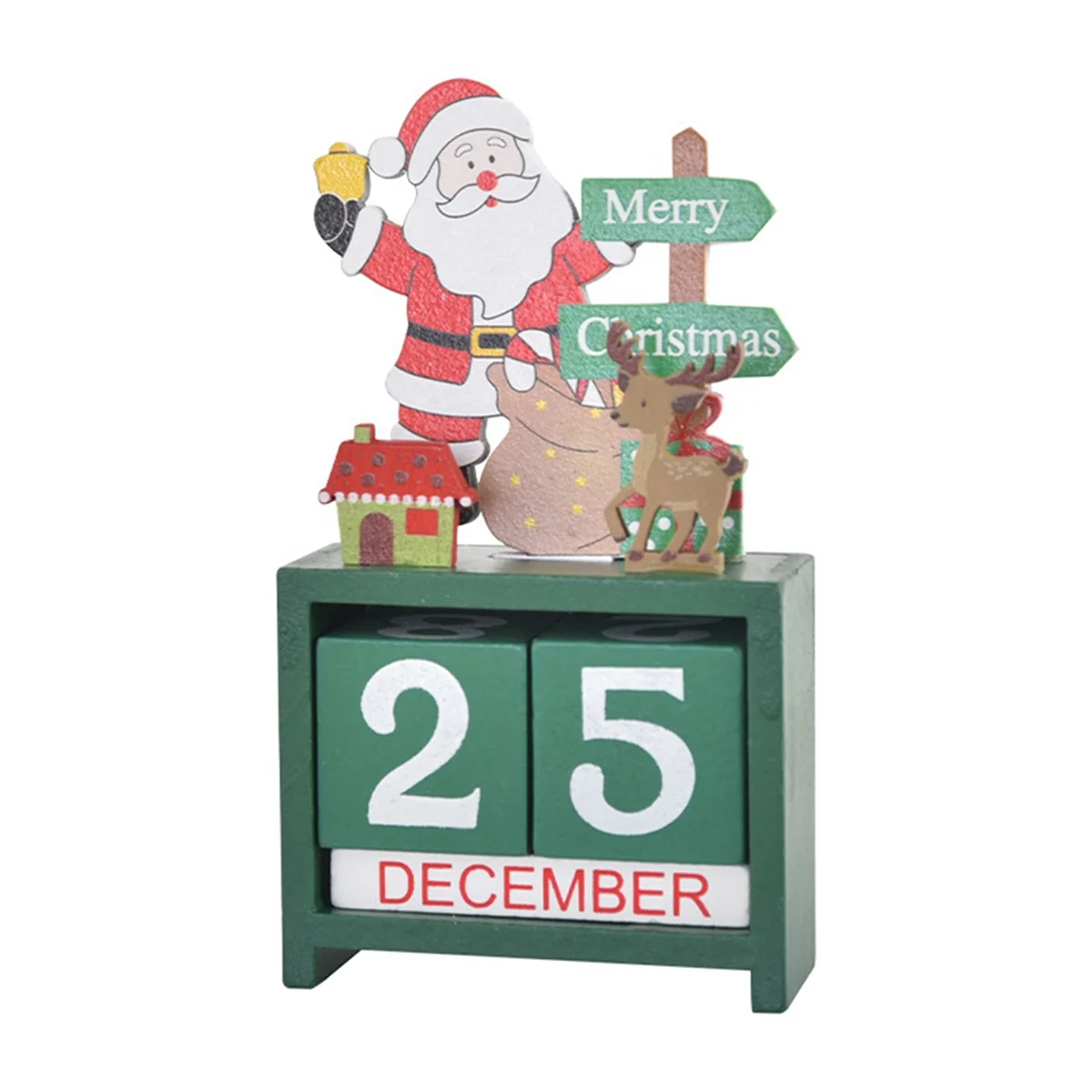 Christmas Table Calendar Tabletop Number Date Wooden Blocks Calendar Countdown Xmas Desktop Calendar Christmas Decor C