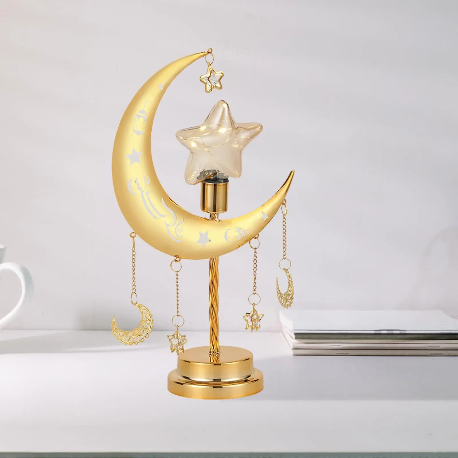 

Moon Shaped Table Lamp Ramadan Lamp Moon Night Light for Home Desktop Office