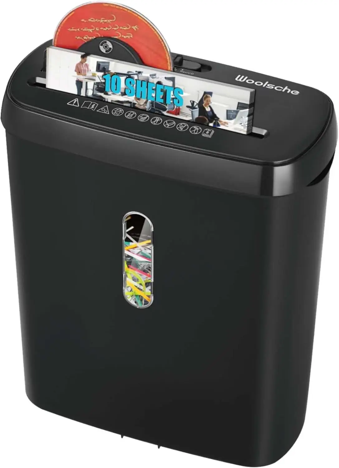 Woolsche Home Office Paper Shredder-10-Sheet Strip Cut with 3.17-Gallon Basket - P-2 Security Level - CD & Credit Card Shredder - Durable & Fast - Jam Proof System - ETL Certified