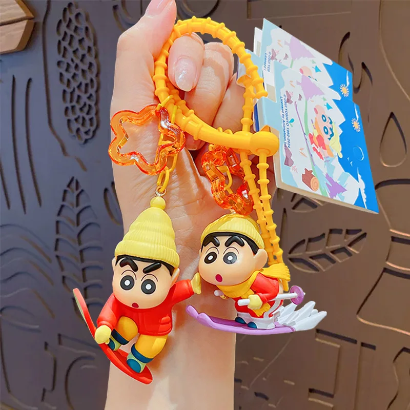 Kawaii Crayon Shin-Chan Ice and Snow Carnival Keychain Pendant Cartoon Cute Car Key Anti-Lost Pendant Bag Pendant Birthday Gift