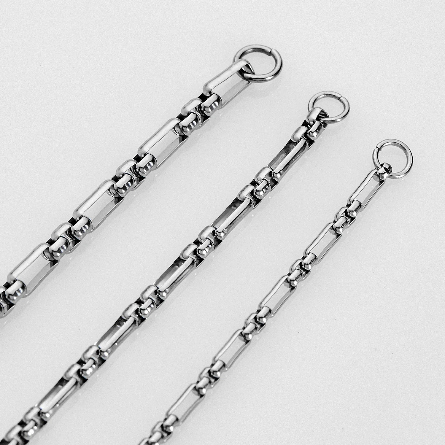 2.5 مللي متر/3.0 مللي متر/3.5 مللي متر فيجارو الفولاذ المقاوم للصدأ اليدوية صندوق طويل خلخال قلادة ساحة اللؤلؤ 3:1 NK سلسلة DIY بها بنفسك صنع المجوهرات #2