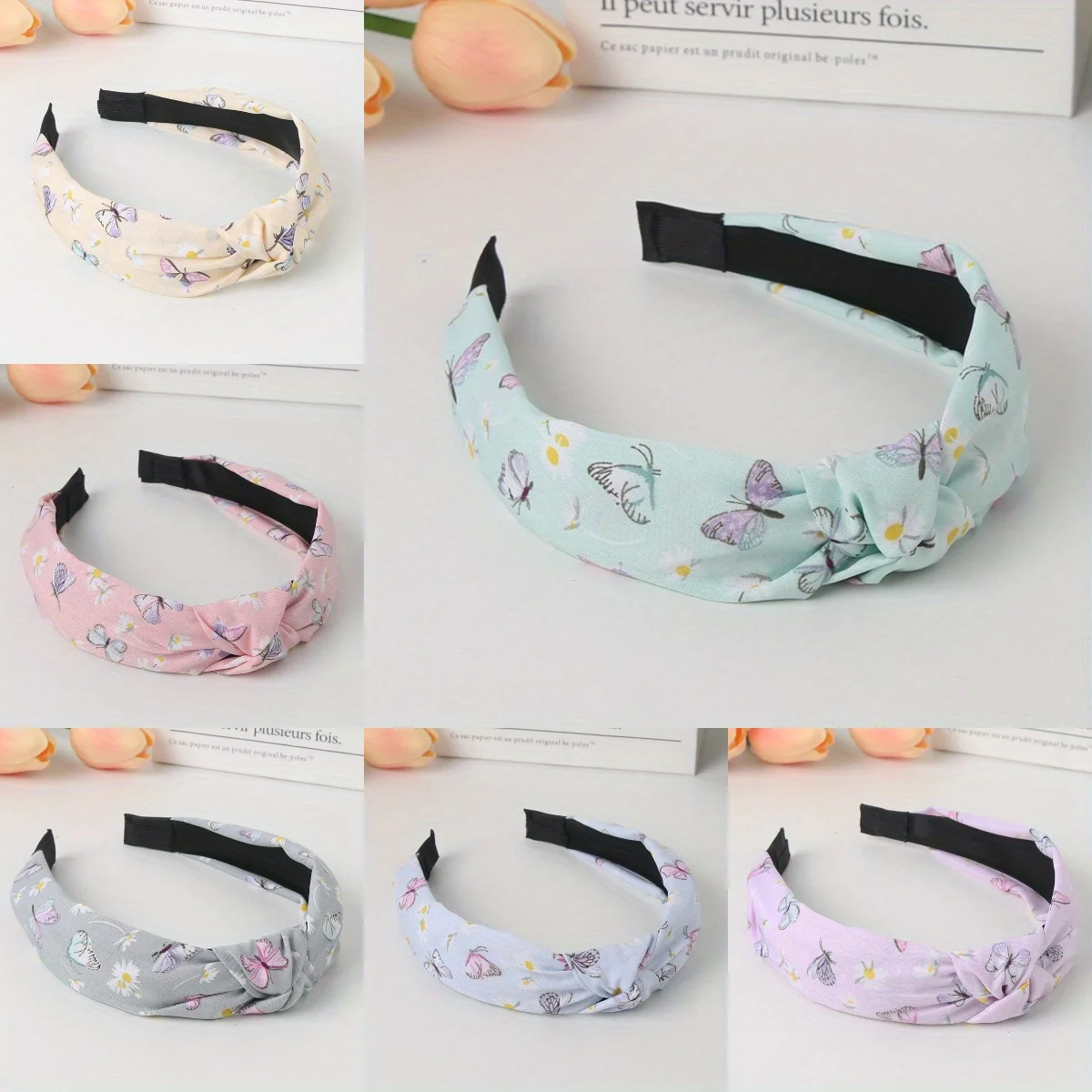 

Floral Print Headband Wide Non-Slip Design Sweet Princess Style for Women Girls Home Casual Wear Hair Accessories Headwear
