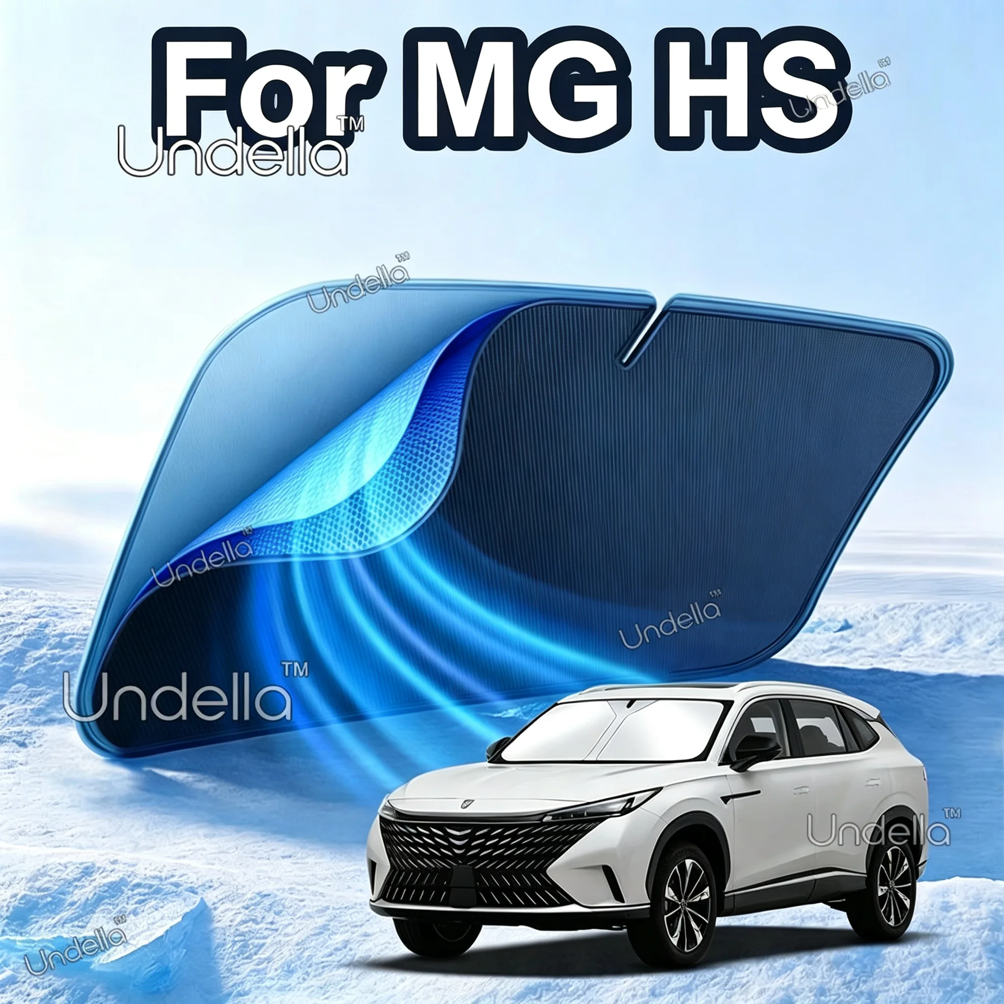 For MG HS 2026 2027 2025 2024 2023 Foldable Car Sun Visor Front Windshield Sunshade Heat Insulation Cover Anti-UV Accessories