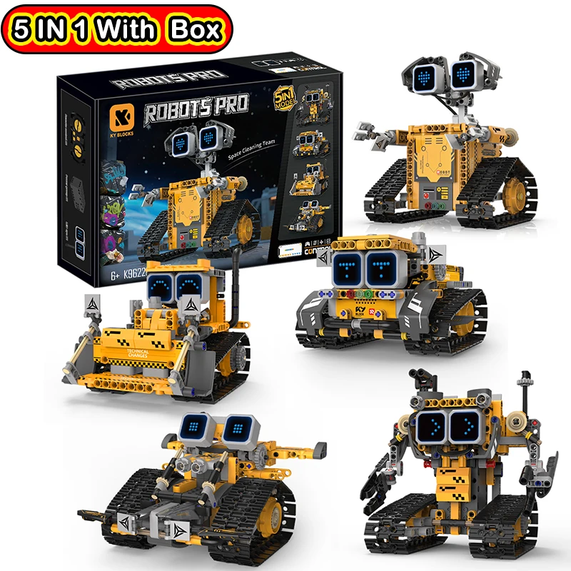 

НОВИНКА: Технический креативный LED-робот 5-в-1, высокотехнологичная игрушка с дистанционным управлением через приложение, развивающий конструктор-модель для мальчиков, лучший подарок в коробке