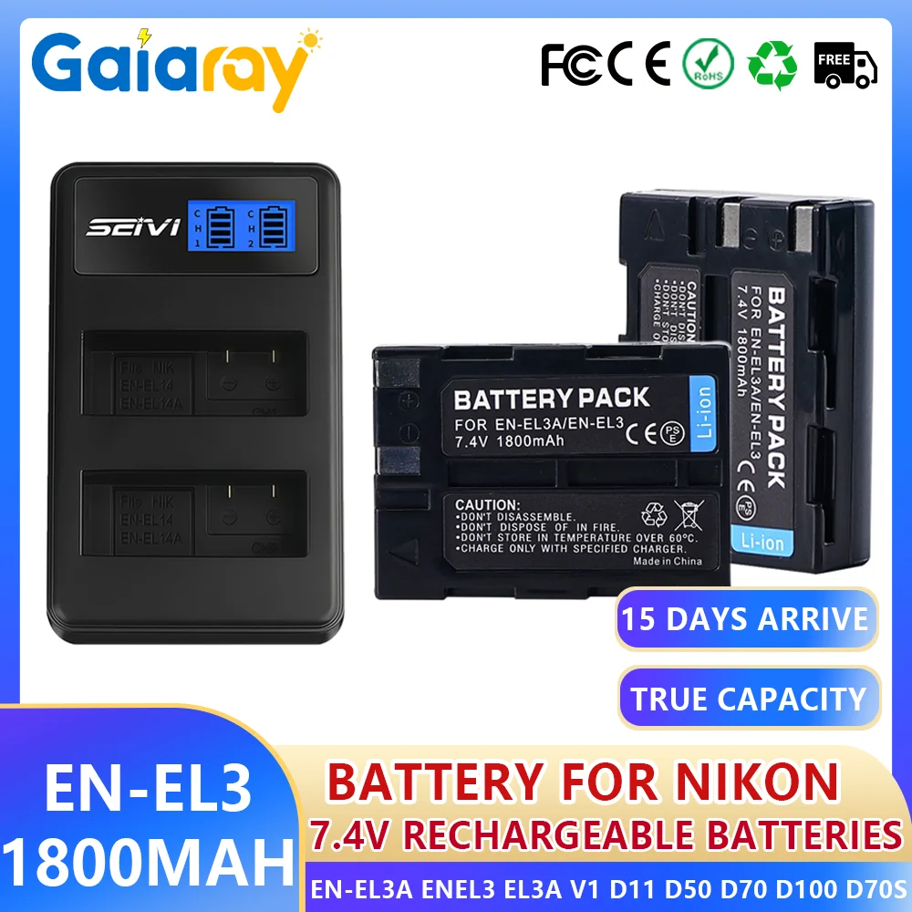 

EN-EL3E Bateria + зарядное устройство 1800 мАч аккумуляторная батарея для Nikon EN-EL3A ENEL3 EL3A D50 D70 D70S D100 D70 V1 D11 аккумуляторы для камеры