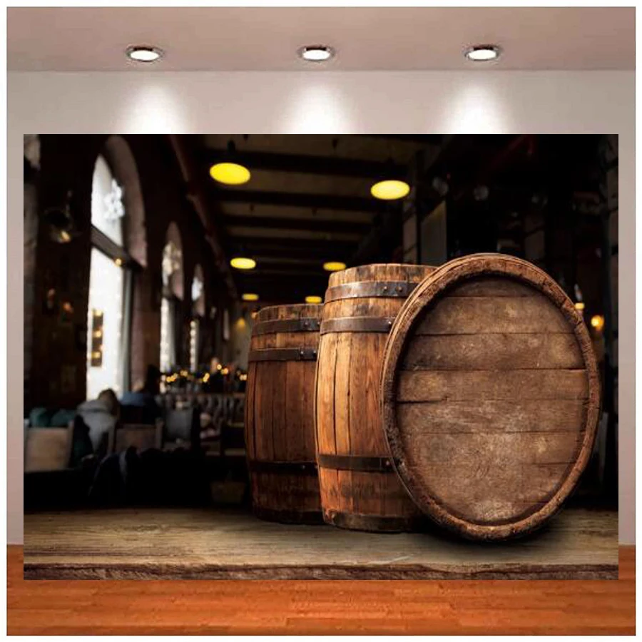 Photography Backdrop Bar Wooden Wine Barrel Oktoberfest Party Decor Poster Photozone Photographic Background Poster Photocall