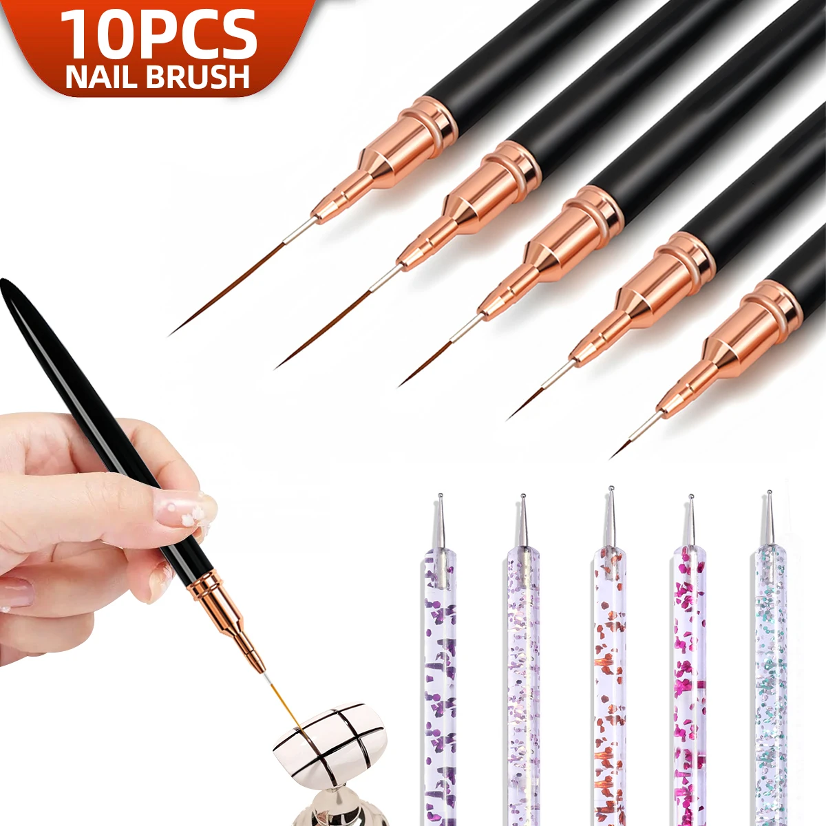 

5/10Pcs Nail Art Liner Brush Set Handle Thin Liner Drawing Pen Nails Art Dotting Pen Drawing Liner Brush DIY Manicure Tool Kits