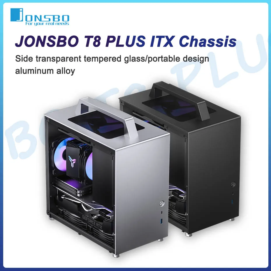 JONSBO T8 PLUS Mini ITX Computer Case All-aluminum Side Transparent Portable Case For 14cm Power Supply