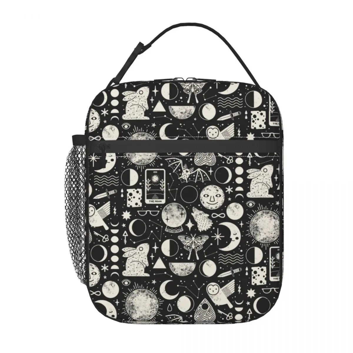 Celestial Space Lunar Pattern Moon Eclipse Insulated Lunch Tote Bag Halloween Witch Portable Thermal Cooler Food Lunch Box Kids