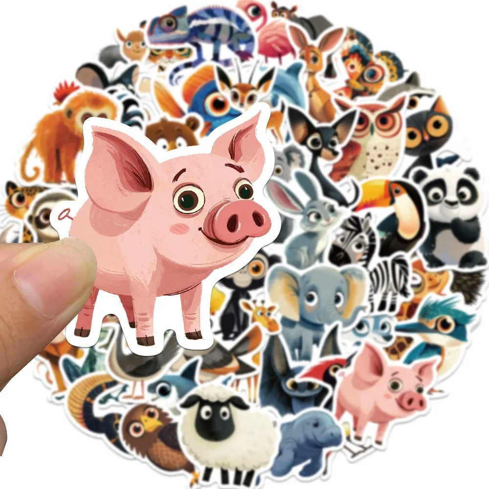 55Pcs Cartoon Cute Animal Sticker Aesthetic Phone Bike Wall Scrapbook Motorcycle Waterproof Cartoon Sticker for Kids Toys Gifts