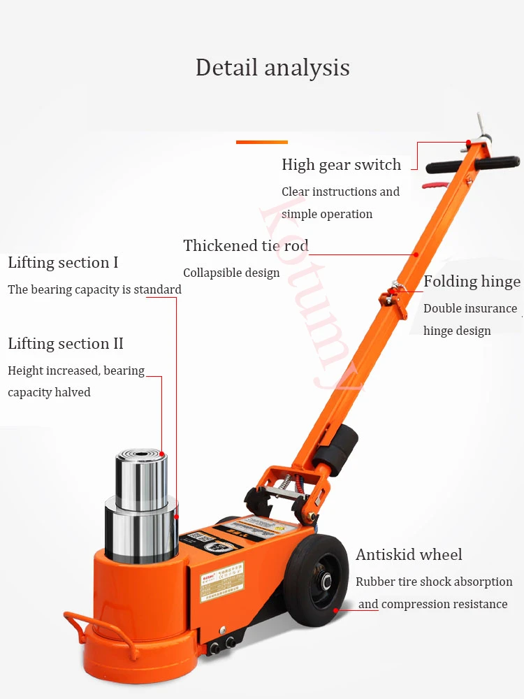 Pneumatic Jack Protable Tire Lifting Car Jack 50 Tons Horizontal Pneumatic Jack Car Lift Repair Tool