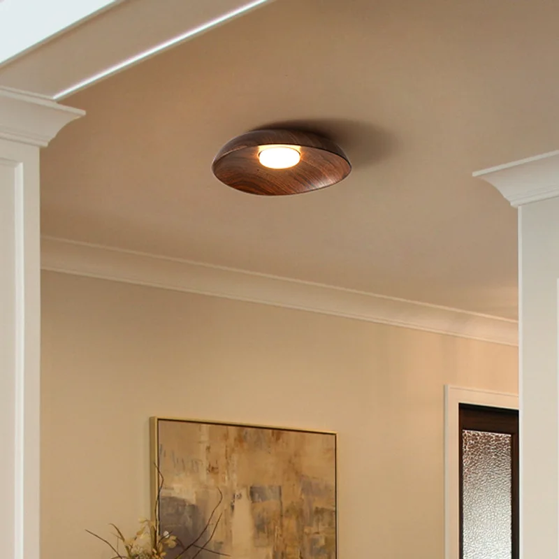 Luz minimalista moderna para pasillo, luz creativa para vestíbulo de entrada de grano de madera