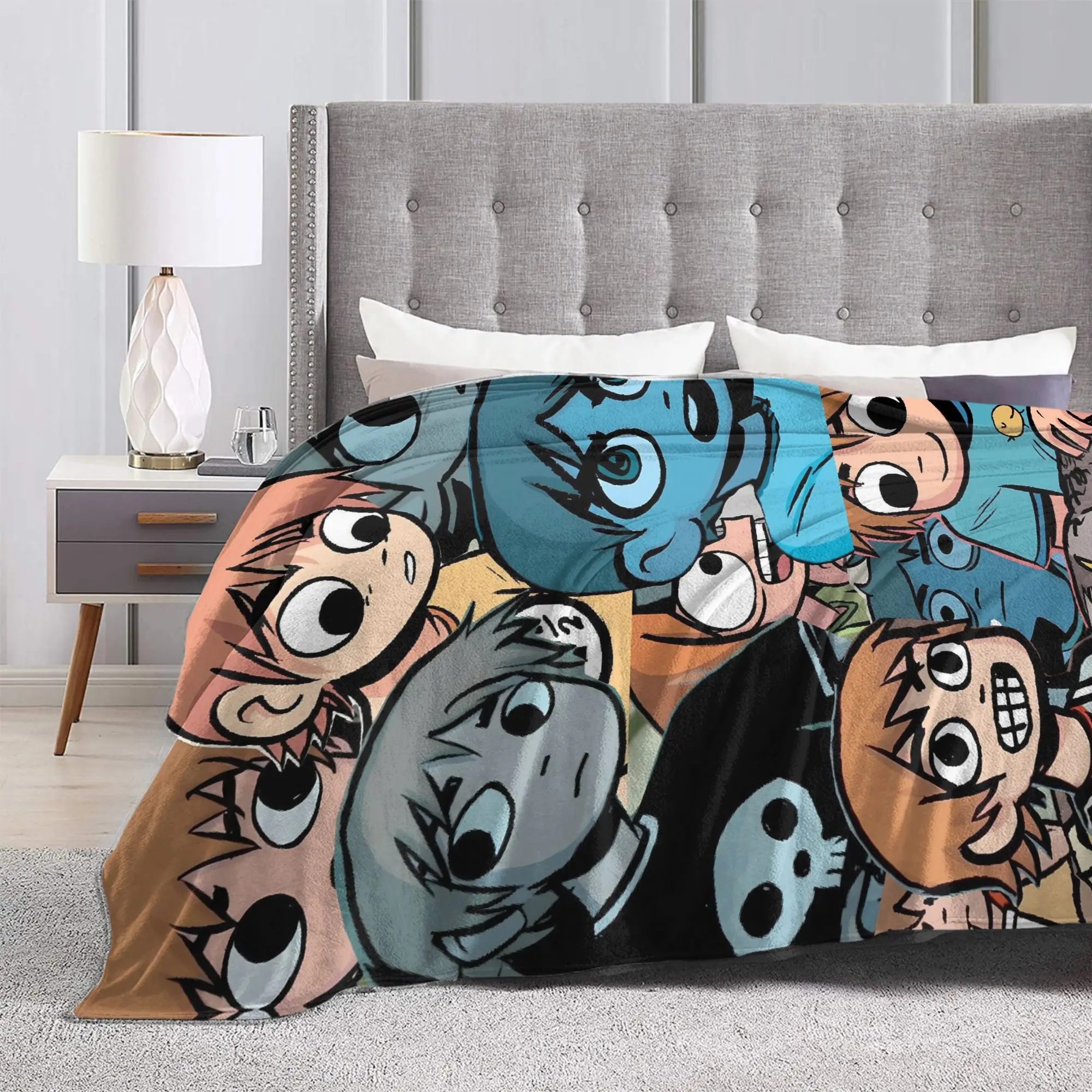Scott Pilgrim Character Group Blankets  Soft Funny Plush Throw Blanket For Boy Girl Home Decor Flannel Bedspread Bed Cover