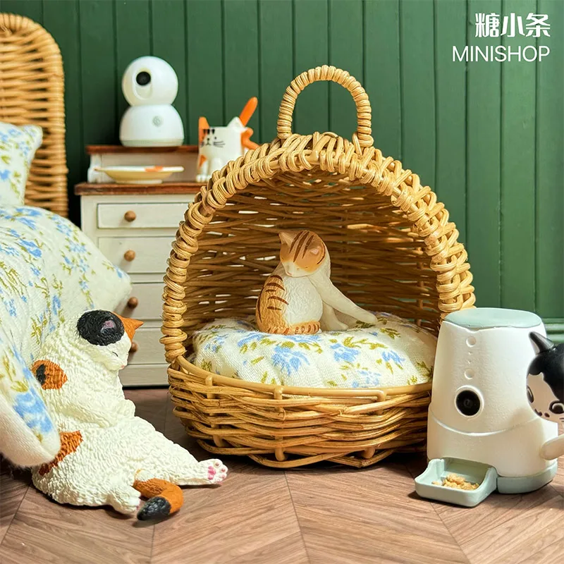 1:6 Doll House Mini Model Furniture Accessories Vine Woven Cat Nest Feeding Device Bjd Ob11 Gsc Blyth Soldier Lol Miniatures Toy