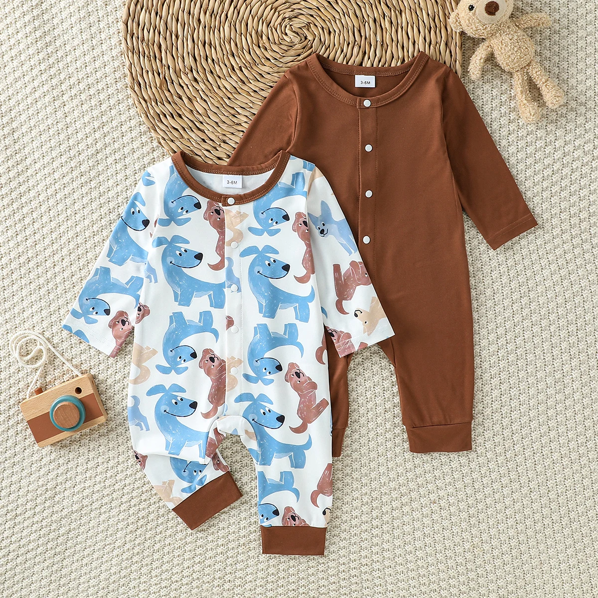 

Baby Unisex 2Pcs Long Sleeve For All Seasons Jumpsuit for newborn Clothes Boys Casual Overalls Romper 2025 Girls Bodysuits