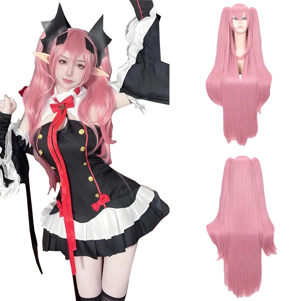 

The Ending Seraphim Krulu Cosplay Synthetic Hair 38-Inch Vampire Witch Anime-Themed Party Pink Wig High-Temperature Fiber