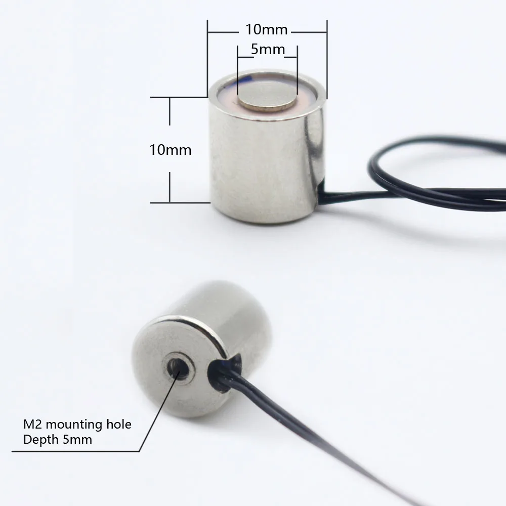 DC12V mini round electromagnet 10*10mm solenoid energization attraction magnetic force 300g power off no-magnetic 1pcs