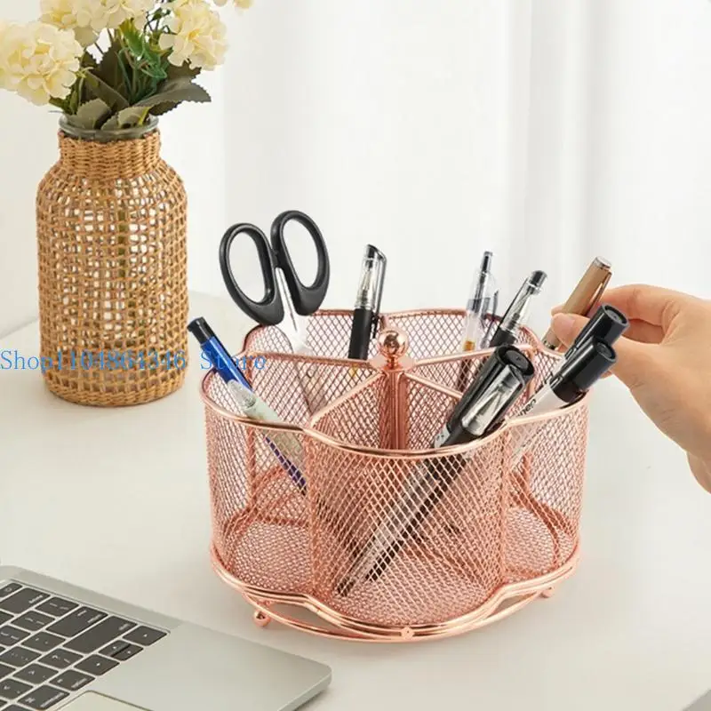 5asd Multifunctional Desk Organiser Pen Holder with 5 Compartments and Keychain Hook for Pen, Staplers, Notes Paper, Marker