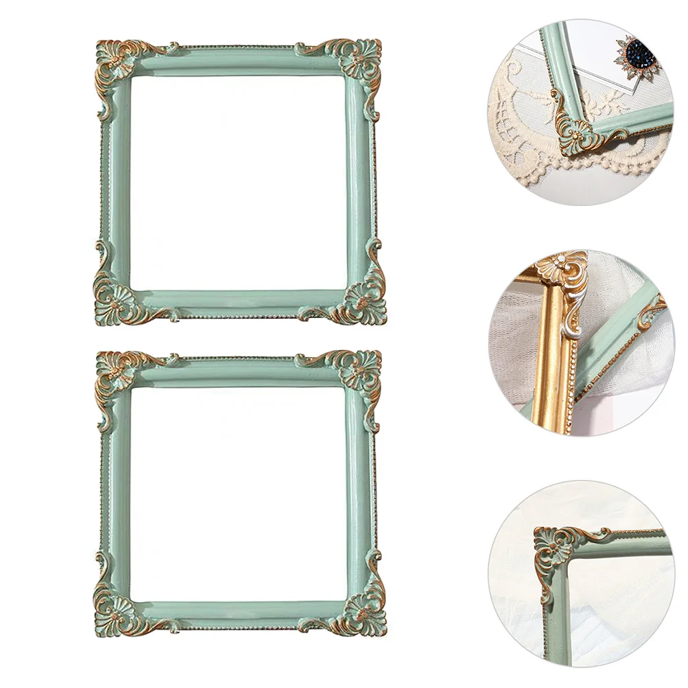 

2Pcs Resin Earring Frames Vintage Photo Props for Festive Pictures and Home Decoration Exquisite Patterns and Designs