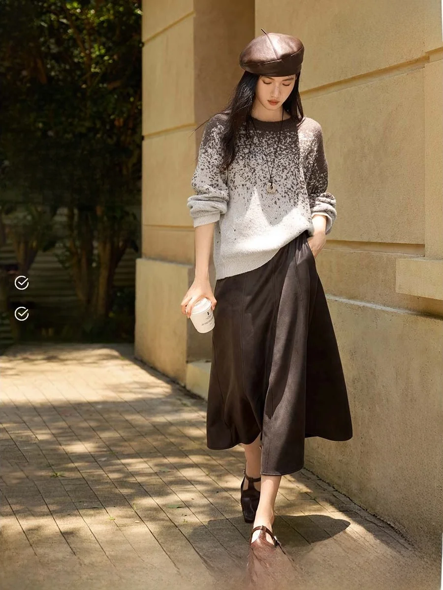 

Женский вязаный свитер adient, круглый пуловер из смеси шерсти, модная Aosphere Sense, осенняя сезонная одежда