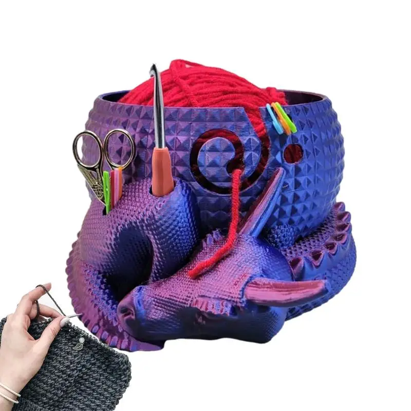 cute Yarn Bowl Crochet Organizer Storage Holder Non Slip Eco-friendly New Handmade DIY For Knitting Crochet Skeins Dragon & Egg