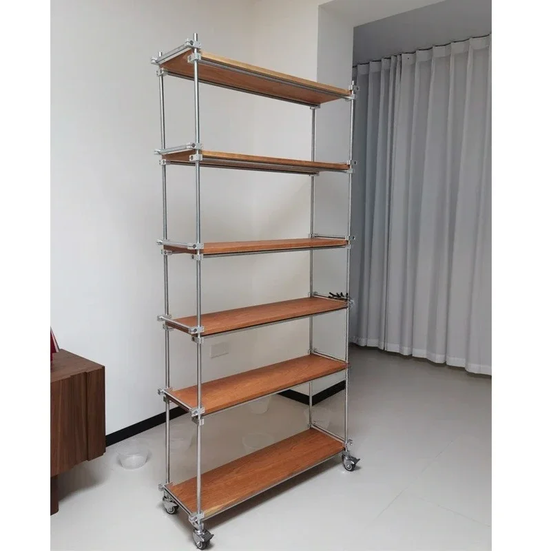 Simple laminate rack birch marine board rack optical axis stainless steel storage rack living room multi-layer partition