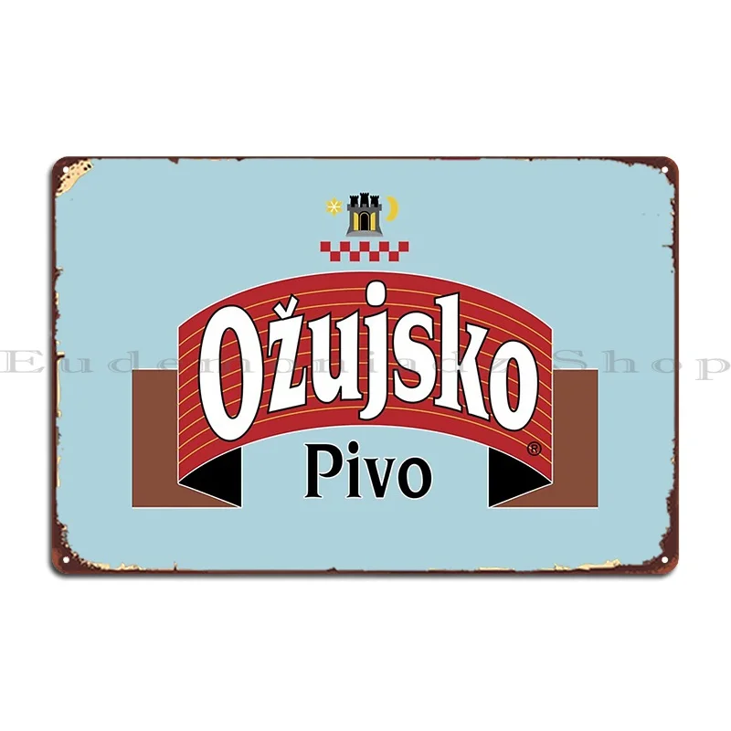 Ozujsko Pivo Croácia Sinal de metal clássico projetando parede caverna clube bar decoração cartaz de sinal de lata