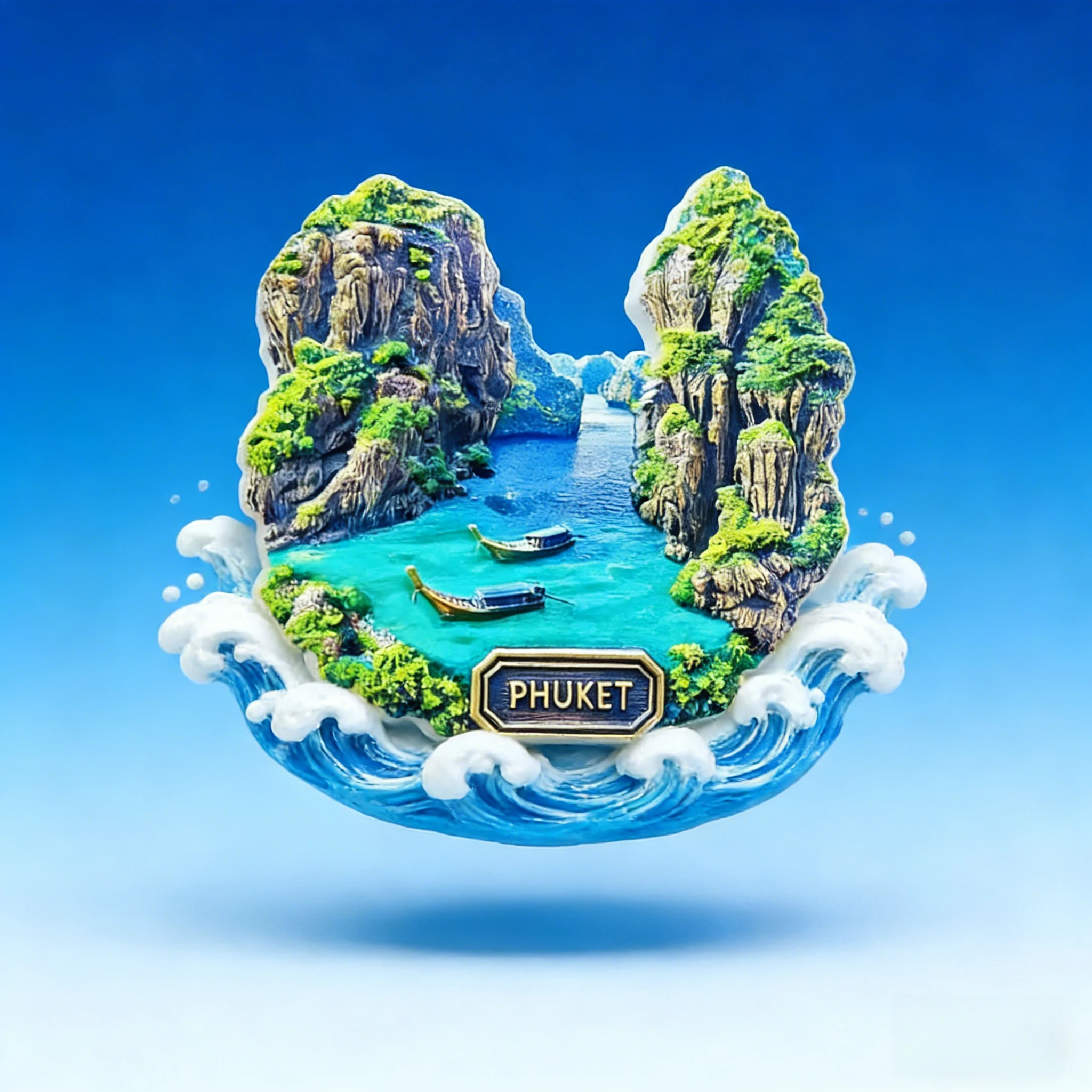 Imán de Nevera con Paisaje 3D de la Isla de Phuket - Recuerdo de Playa Tropical de Tailandia, Regalo Asiático Único para Amigos