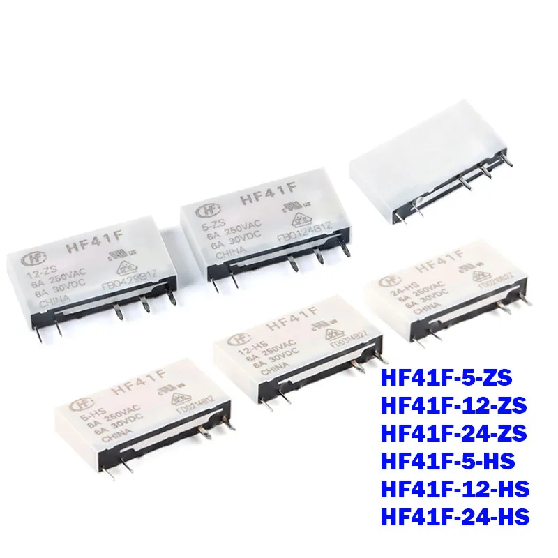 

10Pcs HF41F-24-ZS HF41F-12-ZS HF41F-5-ZS HF41F-5-HS HF41F-12-HS HF41F-24-HS Industrial Relay Subminiature Power Relay 41F HF41F