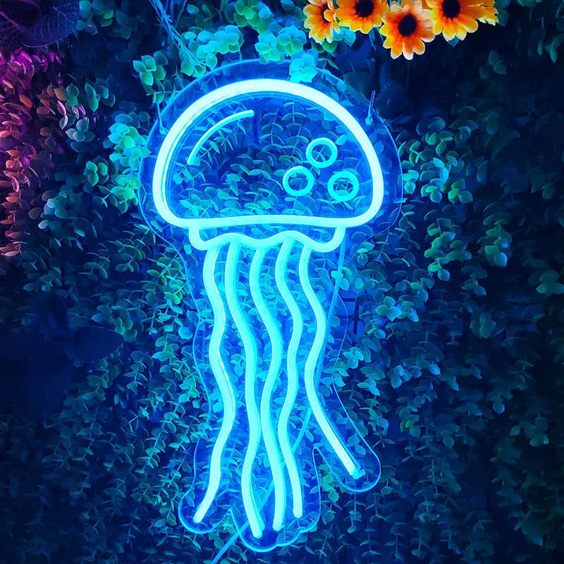 Imagem -04 - Jellyfish Neon Signs para Wall Decor Light up Festa de Casamento Personalizada Vitrine Restaurante Decoração de Parede de Aniversário