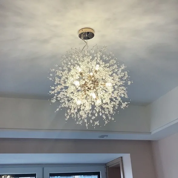 

Nordic Crystal Dandelion Pendant Lights Creative Living Room Restaurant Bedroom Lighting Home Decor Hanging Lamp LED Flowers