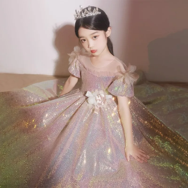 Children's Formal Dress2025New Style Girls' Little Host Show Piano Performance Costume Girl's Birthday Princess Dress