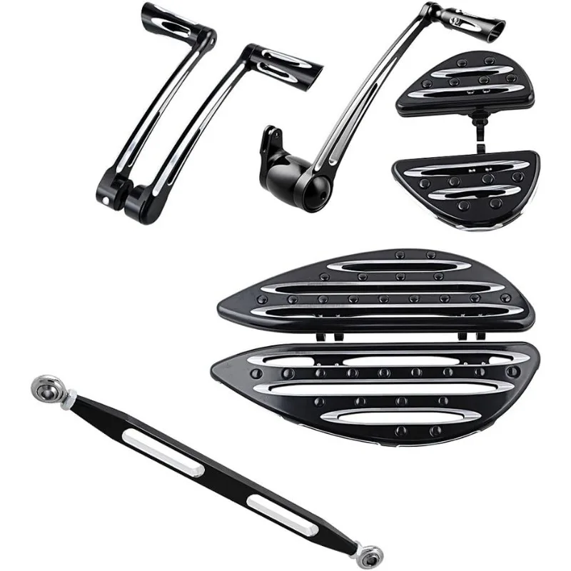 

Driver & Passenger Floorboards + Brake Arm Peg Pedal Kit + Toe Heel Shift Lever Shifter Peg +Gear Shift Lever Linkage Compatible