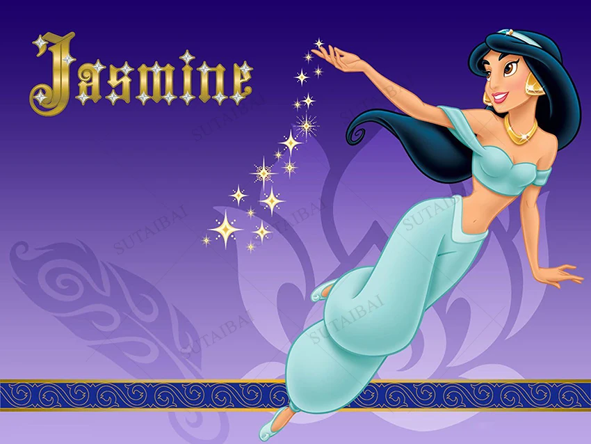 Disney Aladdin Castle Jasmine Princess Backdrop Girls Birthday Party Photo Background Baby Shower Photocall Decoration Banner