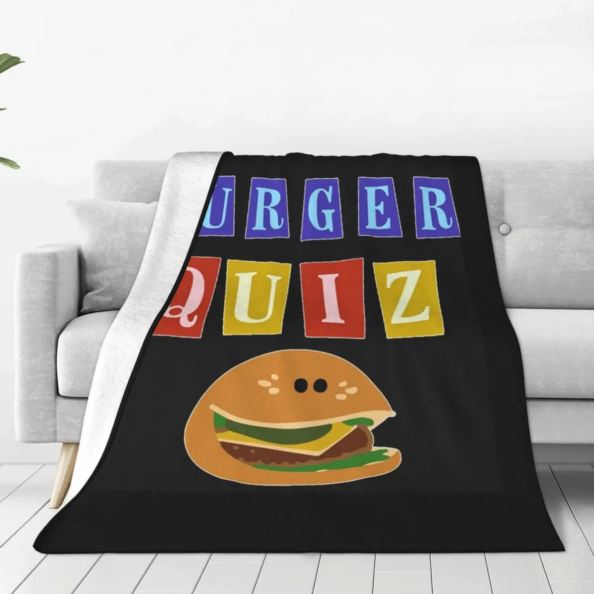 Burger Quizz New Logo Blankets Flannel Portable Sofa Throw Blankets For Couch Bedding Office Throws Bedspread Quilt